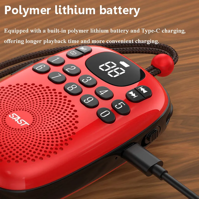 Mini Pocket FM Radio LED Display Digital Radios Receiver Rechargeable Bluetooth 5.4 Speaker TF Card Music Player Power off Memor