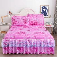 1PC Printed Bedding Set Soft Bed Skirt Bedspread Full Twin Queen King Size Bed Sheet Mattress Cover WithLace Without Pillowcases 1