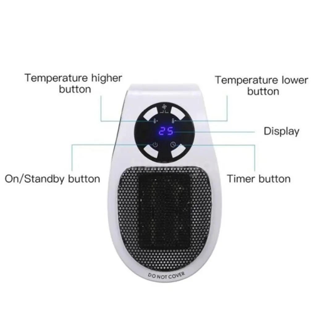 Electric Heating Fan Portable Mini Electric Heater Wall-Outle Air Heater Powerful Warm Blower Household Radiator Remote Warmer Room Heating Stove
