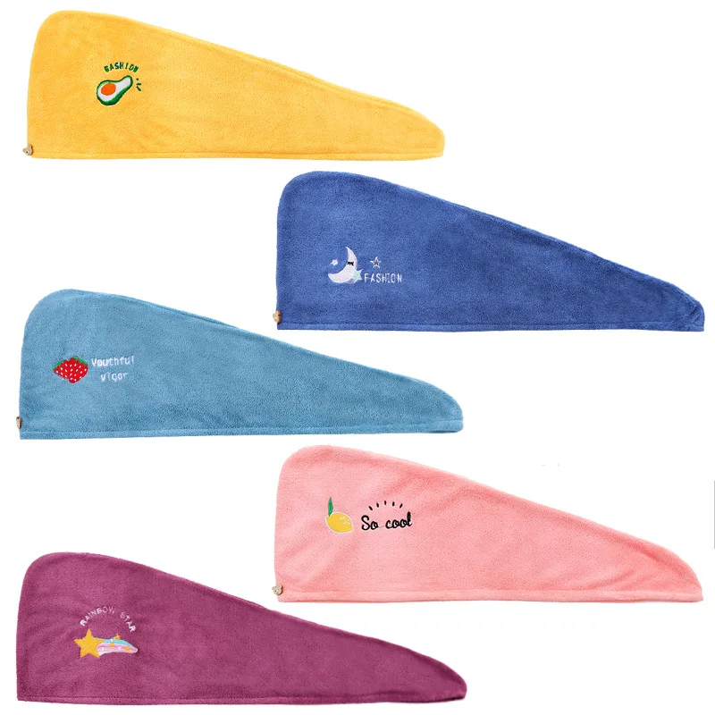 Microfiber Towels Quick Drying Towel Curly Hair Drying Hat Microfiber Shower Cap Artifact Embroidery Towel Bath Hats Dry Hair Cap Quick Drying Soft for Lady Turban Head