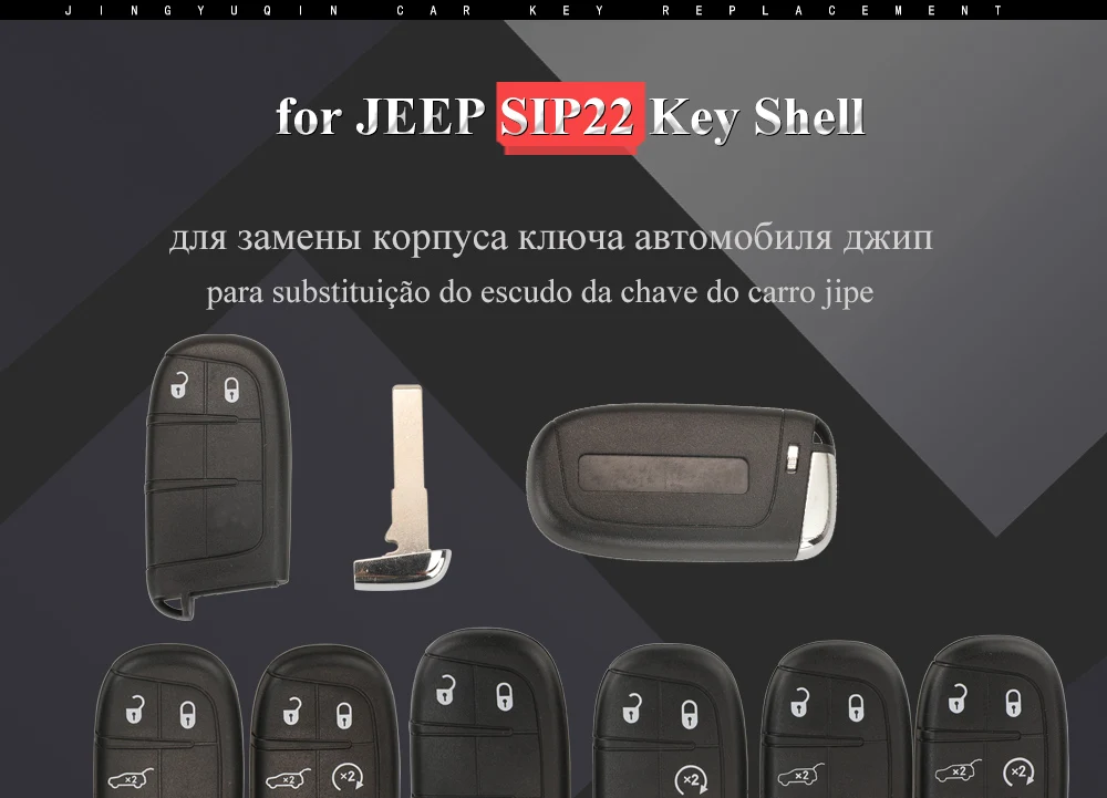 Keyforkess 10pcs SIP22 2/3/4/5 pulsanti guscio chiave Auto a distanza per Jeep Renegade Compass Auto SUV Smart Keyless Entry Fob Case - Sc8f19f38d9834474955d96650e9c19bbs
