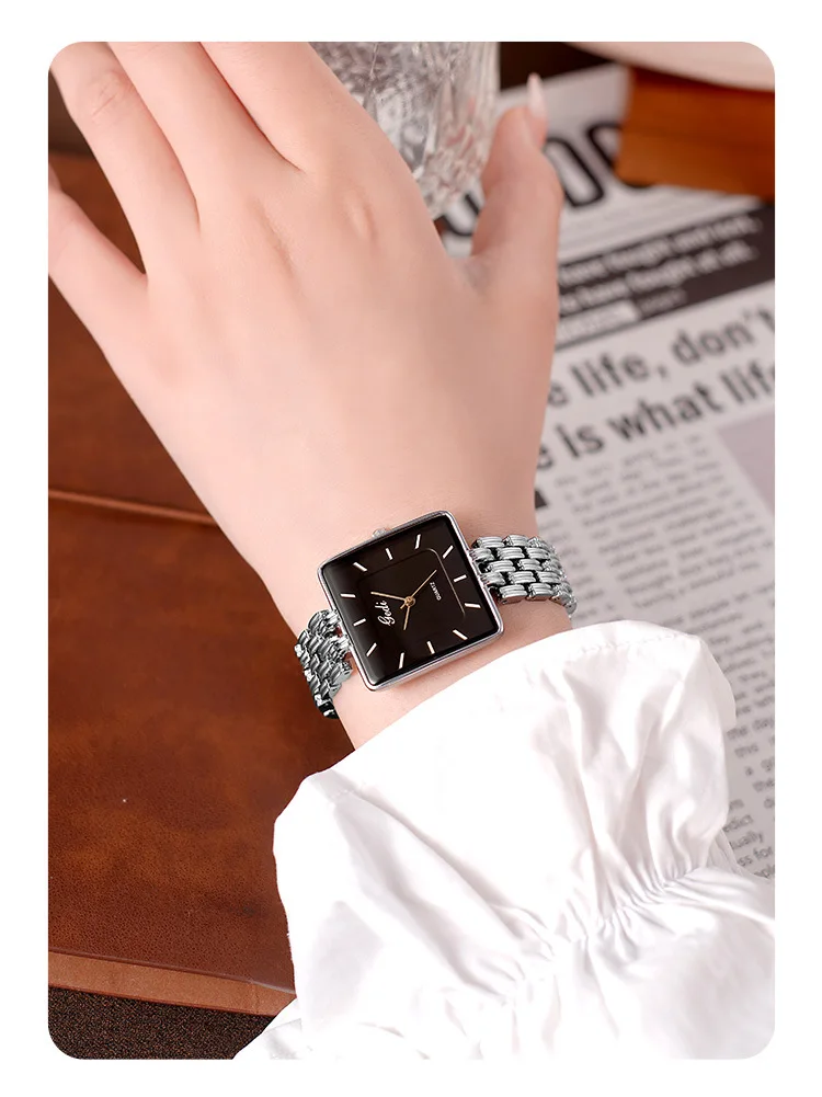 Men Watch Business Simple Square Couple Watches Waterproof Stainless Steel Premium Ultra Thin Women Fashion Quartz Wristwatches