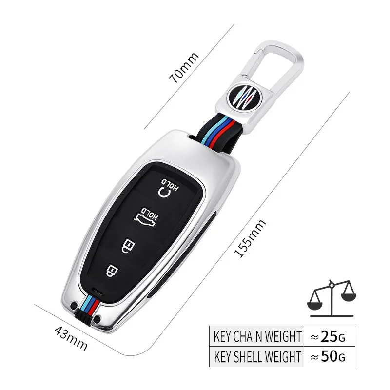 Alloy Car Key Case Cover For Hyundai Solaris Sonata Hybrid NEXO NX4 New Grand Santa Fe Tucson 2021 Keychain Auto Accessories - Sc8f1de40fe4c43bca22347083f69ff29j