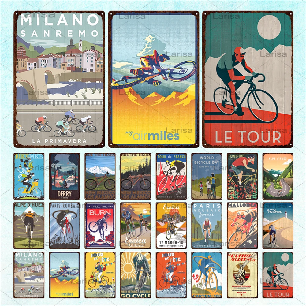 

Vintage Bicycle Poster Metal Signs Plaque Retro Bike Ride Metal Plate Biker Cycling Tin Sign Garage House Bar Wall Decor