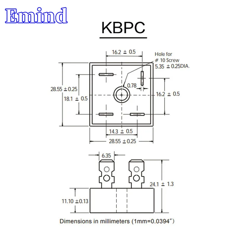 10/20/50/100/200Pcs KBPC1008 Bridge Rectifier DIP-4 Square Bridge 10A/800V GBU Footprint Bridge Stack Cutable Feet