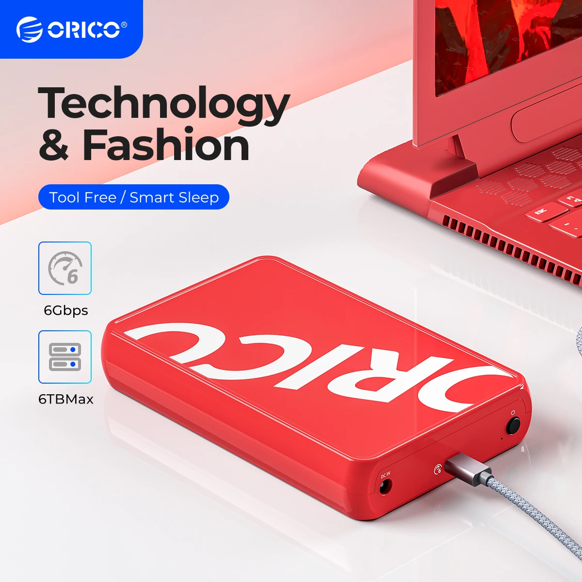 Orico 3.5 Hdd Case 6gbps Usb 3.1 Tipo-c para Sata 3.0 Hdd Enclosure Uasp Protocolo Modo de Suspensão Automática Suportado Windows Linux Mac os