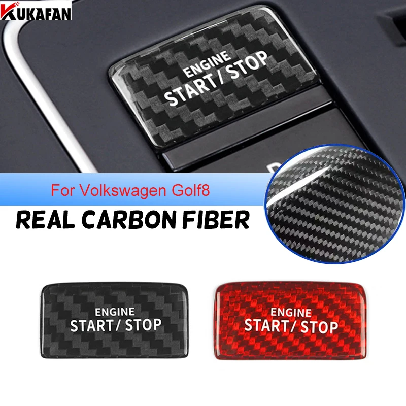 

Real Carbon Fiber One-Click Start Up Engine Button Decoration Stickers For Volkswagen VW Golf 8 Car Interior Styling Trim