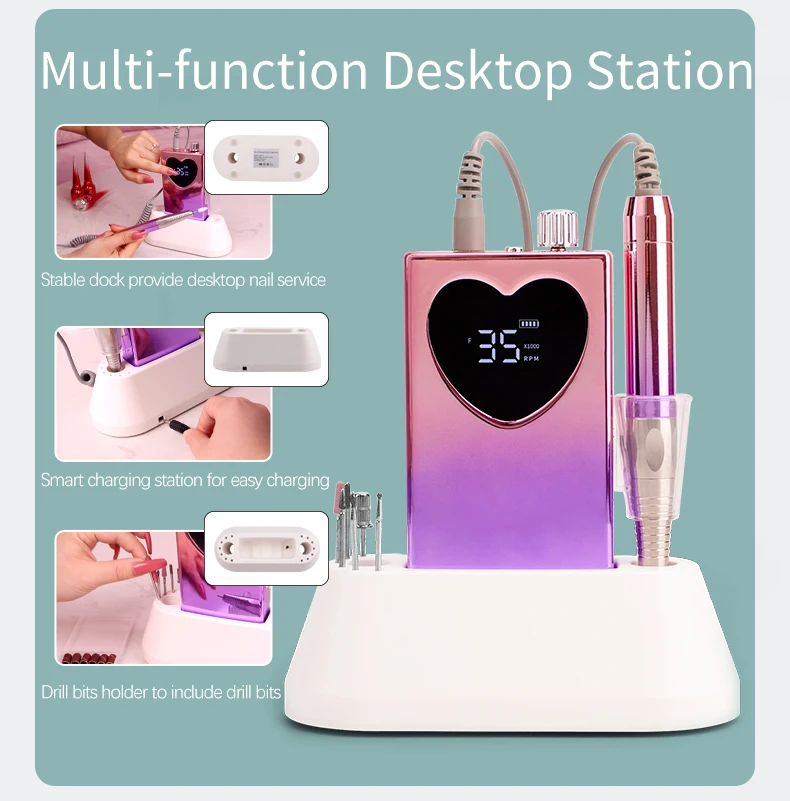 New Brushless Nail drill 2024 Cordless Portable Suppliers Electric Drill Pen 6 Bits 85W Nail Drill Machine 3