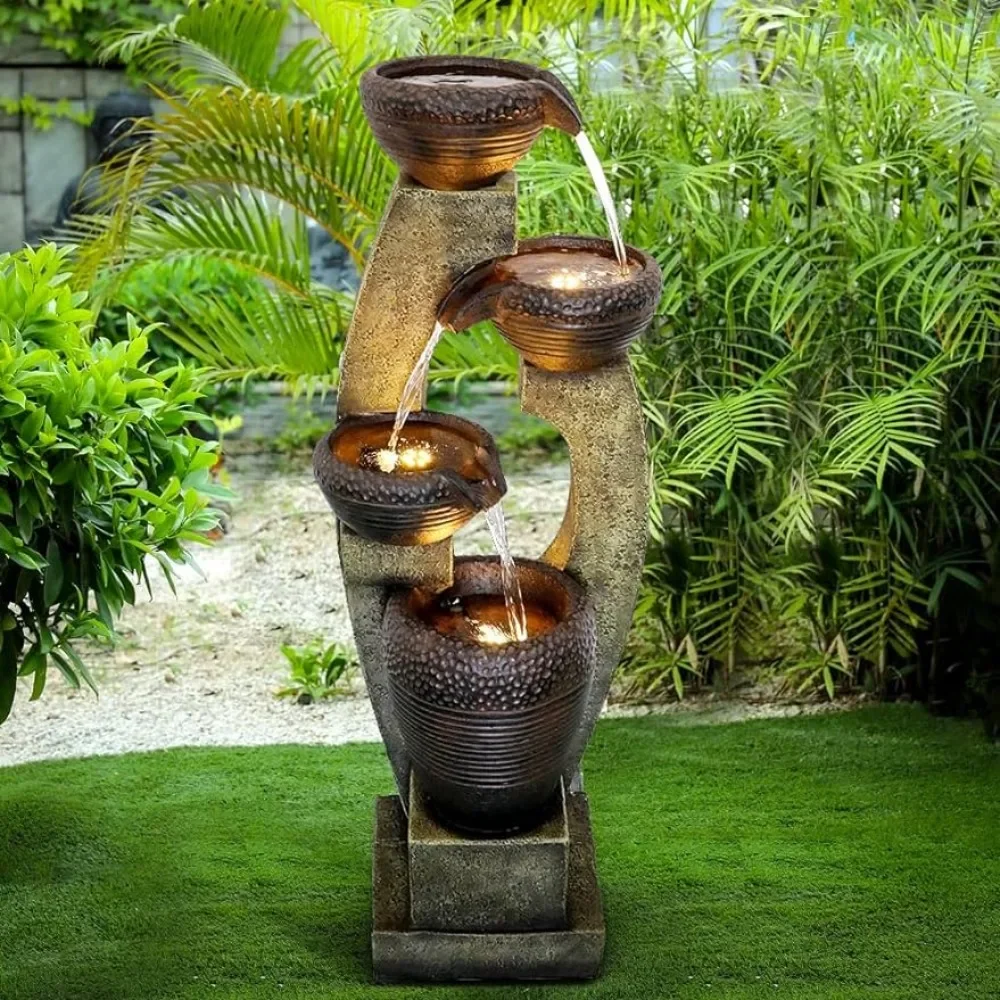 

Outdoor Fountains Fountain - 4 Contemporary Design&LED Light for Garden,Fountains
