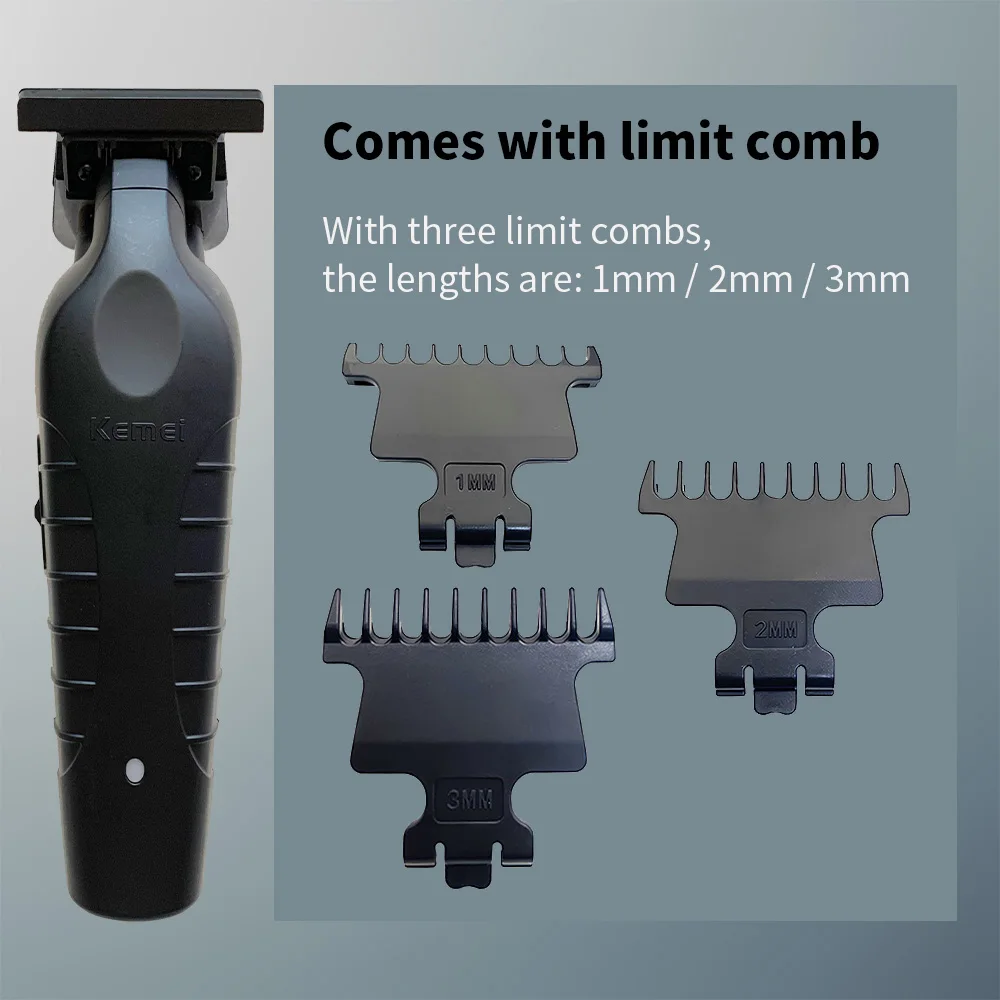 Kemei 2299 Barber Cordless Hair Trimmer 0mm Zero Gapped Carving Clipper Detailer Professional Electric Finish Cutting Machine hair clipper hair trimmer