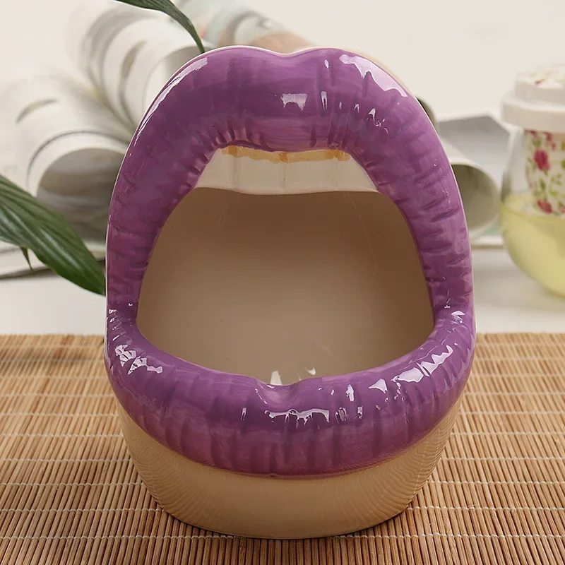 Cute Cartoon Cigar Ashtray Lips Ceramic Ashtray Creative Flower Pot Trendy Mouth Fashion Home Mini Send Boyfriend Gift ceramic ashtray