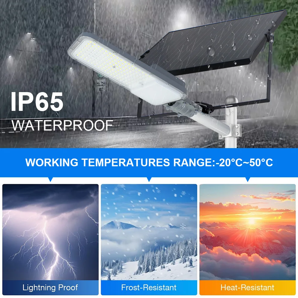 태양광 LED 가로등 5000 루멘 폴 포함 80W 150W 알루미늄 IP65 방수 리모컨 CE RoHS 야외 조명용
