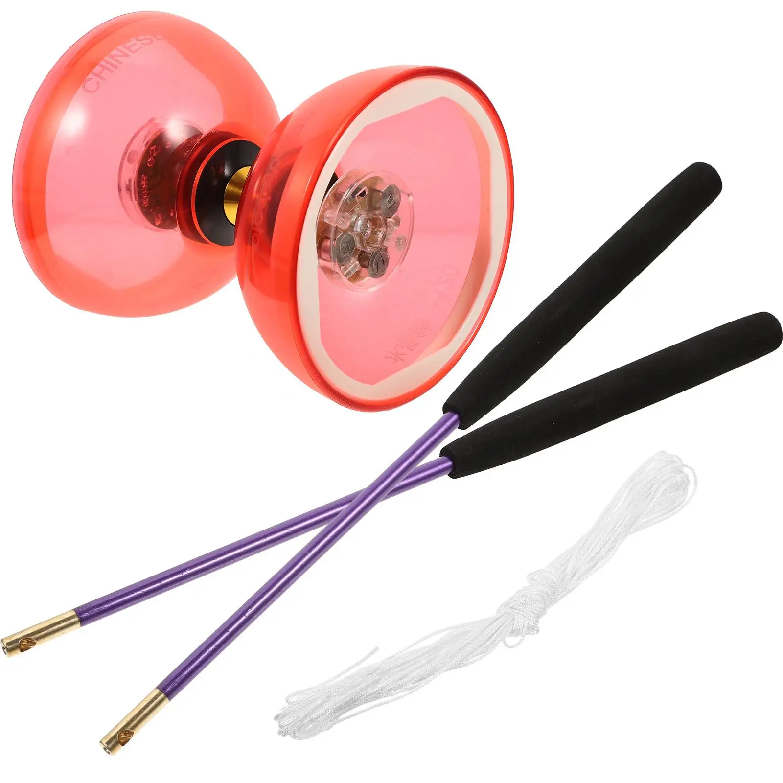 Double Wheel Diabolo Crystal Bearing Red YoYo Toy Beginner Student Juggling Trick Chinese Yoyo Portable Diabolo Hobby