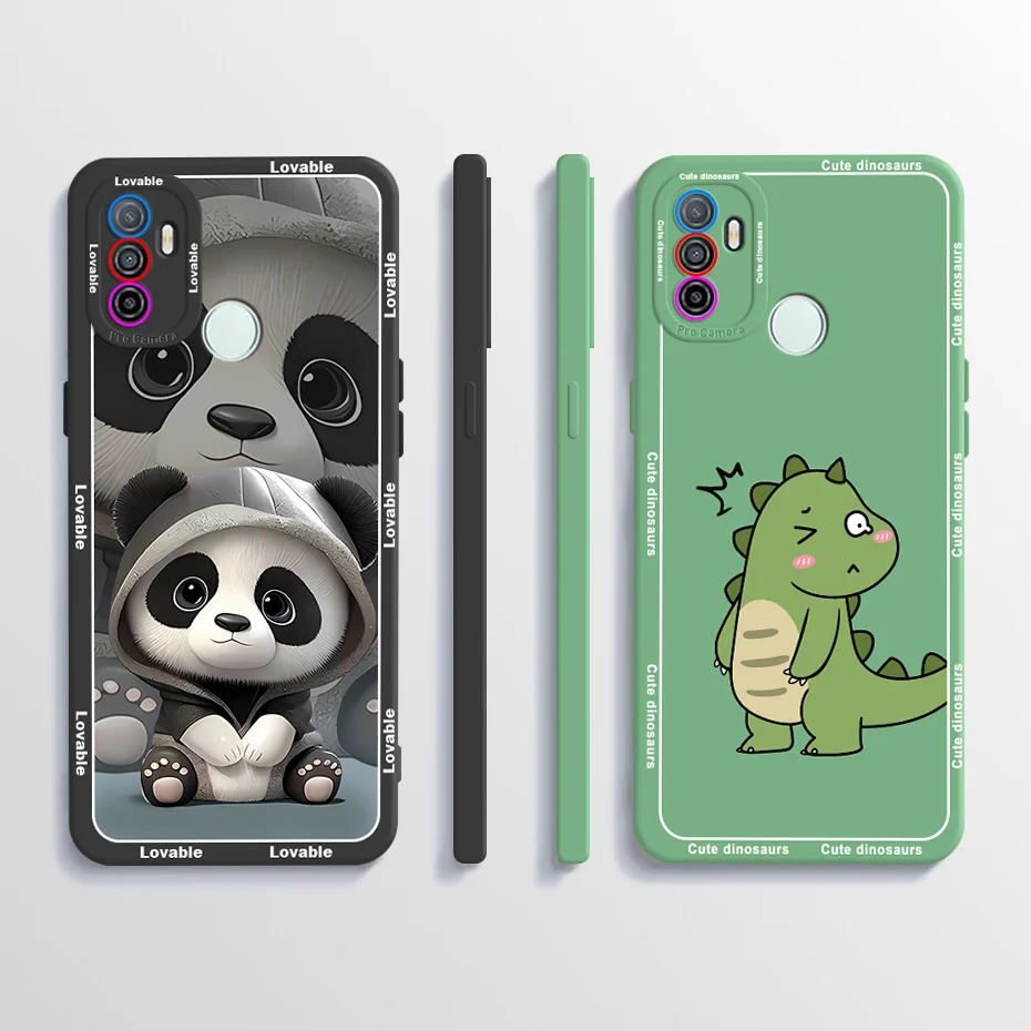 For OPPO A53S 2020 Case Coque Panda Painted Liquid Silicone Phone Back Cover For oppo a53s A 53s A53 s oppoa53 2020 Shell Case