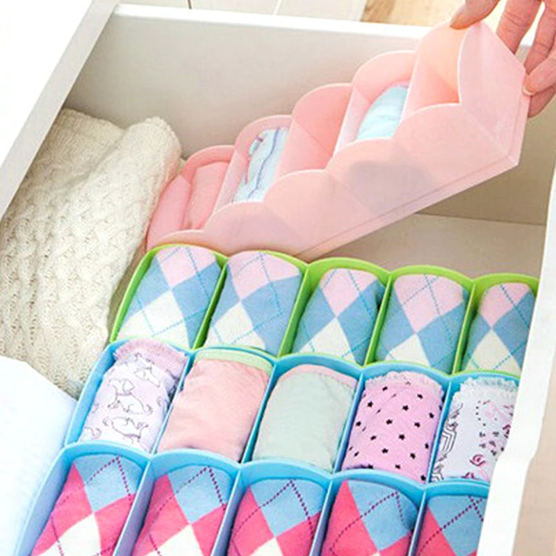 5Grid Plastic Underwear Socks Ties Lingerie Storage Box Drawer Case Organizer A 