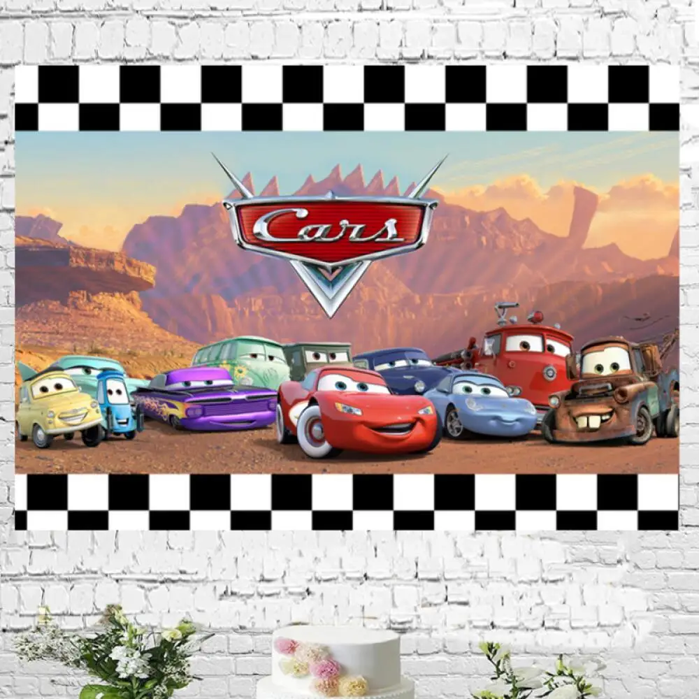 Mcqueen Cars Theme BOY Birthday Background Photography Vinyl Children's Birthday Decoration Background Party Supplies birthday background supplies