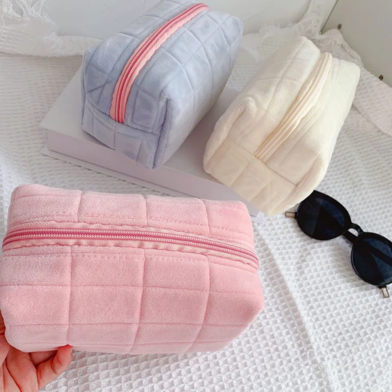 

Candy Color Corduroy Makeup Bag Cosmetic Storage Bag Soft Large Capacity Toiletries Organizer Makeup Pouch Pillow Bag Pencil Bag