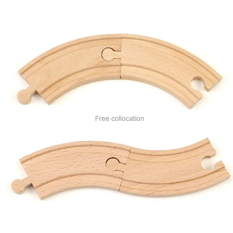 New Wooden Train Track Beech Wooden Train Railway Tracks Accessories Fit for Biro Wood Tracks Educational Toys for Kids Gi 4