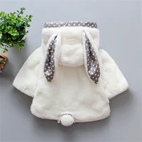 Newborn Clothes Autumn Winter Warm Plush Baby Girls Jacket Snowsuit Cute Rabbit Ears Hooded Princess Coats 5
