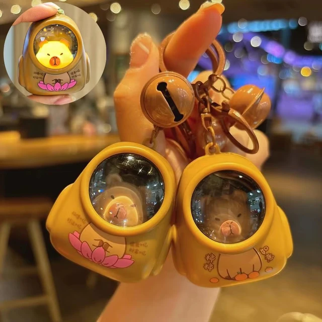 Creative Kapibala Luminous Keychain Cute Cartoon Space Capsule Capybara Keyring Schoolbag Pendant Trinket Friend Gift 1