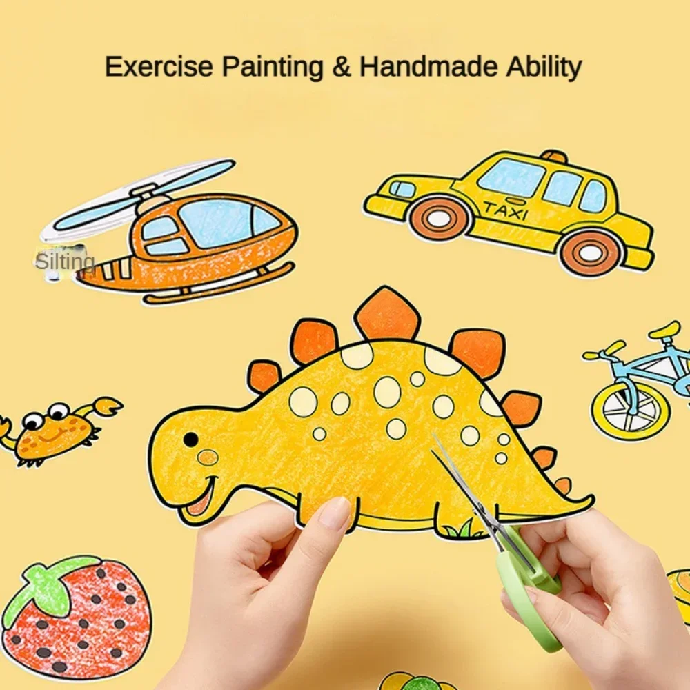 Children Drawing Roll Sticky Graffiti Scroll DIY Painting Color Filling Paper Coloring Papers for Kids Educational Toys Gifts 6