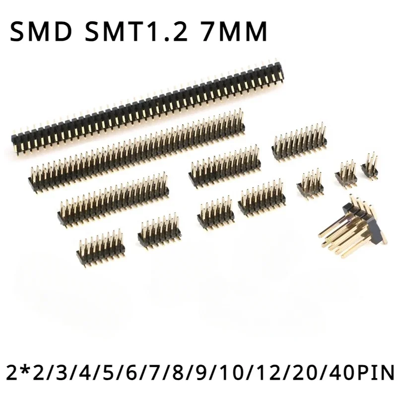 

20Pcs/lot SMD SMT 2*2/3/4/5/6/7/8/9/10/12/16/20/40/ PIN double row male PIN Header 1.27MM Pitch Strip Connector 2X/6/8/10/20