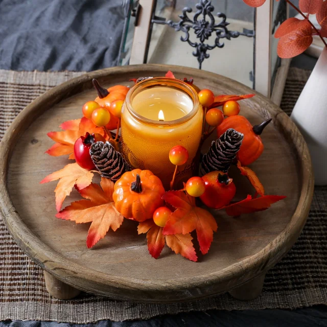 Simulierte Ahornblatt Kerzenständer Mode neue Tischdekoration Halloween Kerze Kranz Thanksgiving Herbst Ernte Dekor