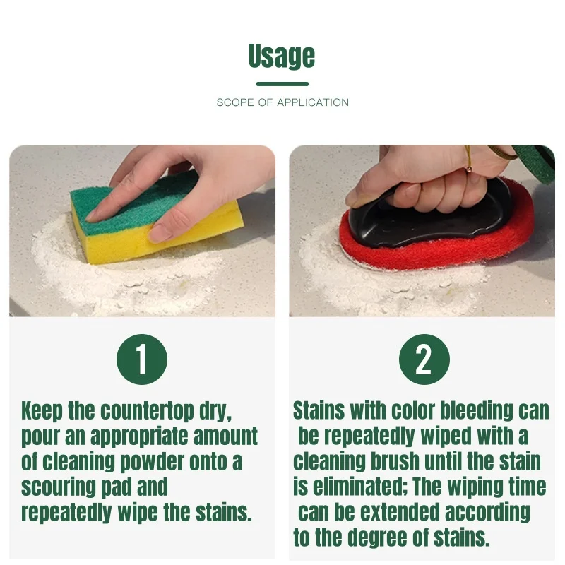 Stone Stain Remover Granite Quartz Marble Tile Stubborn Stains Deep Cleaning Powder Strong Decontamination Granite Stone Cleaner