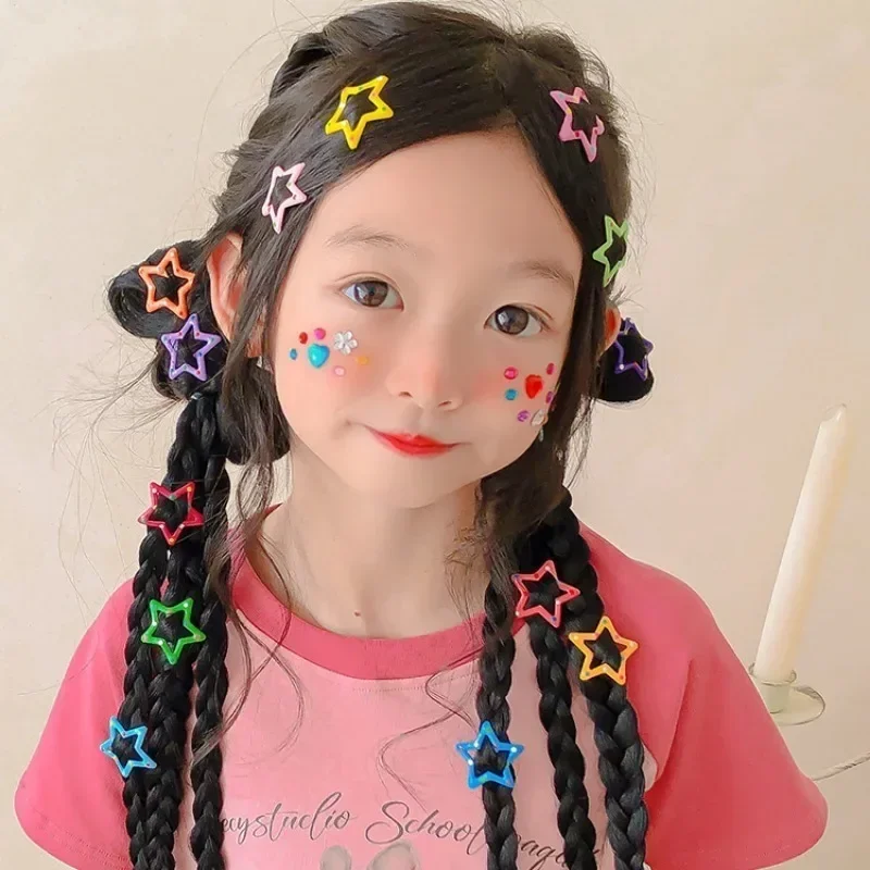 10 pieces/set cute colorful star waterdrop shaped hair clips for girls children beautiful hair decoration hairpins hair accessories for kids