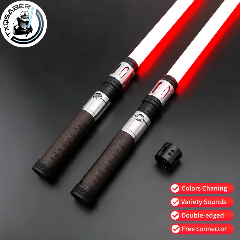 

TXQSABER Neo Pixel Lightsaber Double Blade Spinning Sword RGB with Removable Blade Metal Hilt Blaster Cosplay Jedi Kids Toys