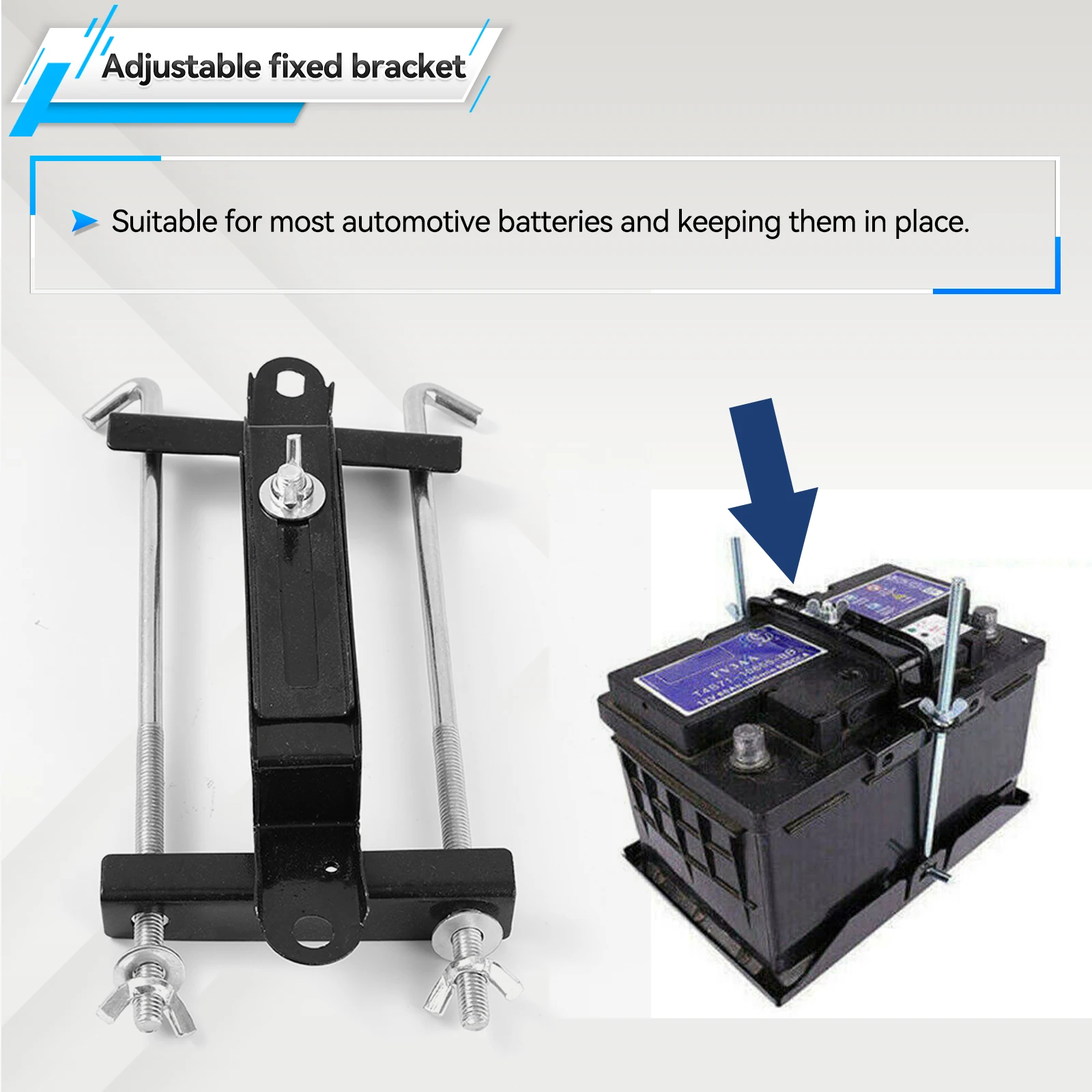 Adjustable Car Crossbar Bracket Corrosion Resistance Crossbar Battery Holder Thickened Battery Storage Rack for Car SUV