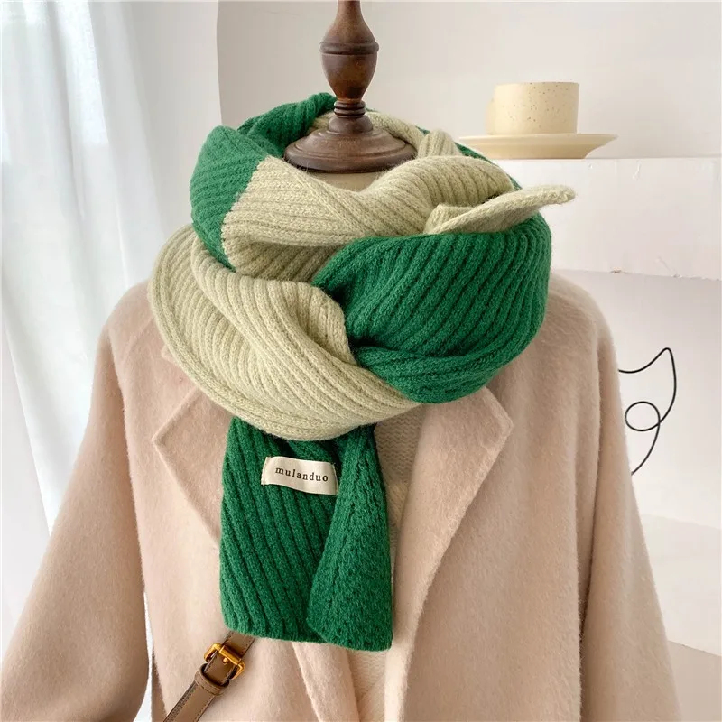 Korea Style Solid Knitted Scarf Women Soft Woolen Yarn Fashion Sknniy