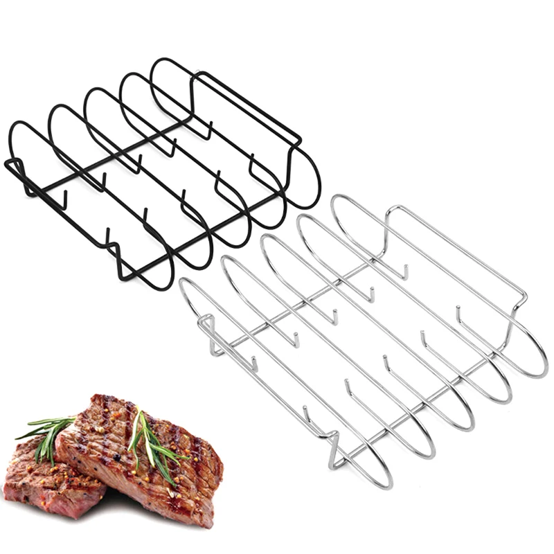 Non-Stick-BBQ-Rib-Rack-Stand-Barbecue-Steaks-Racks-Stainless-Steel ...