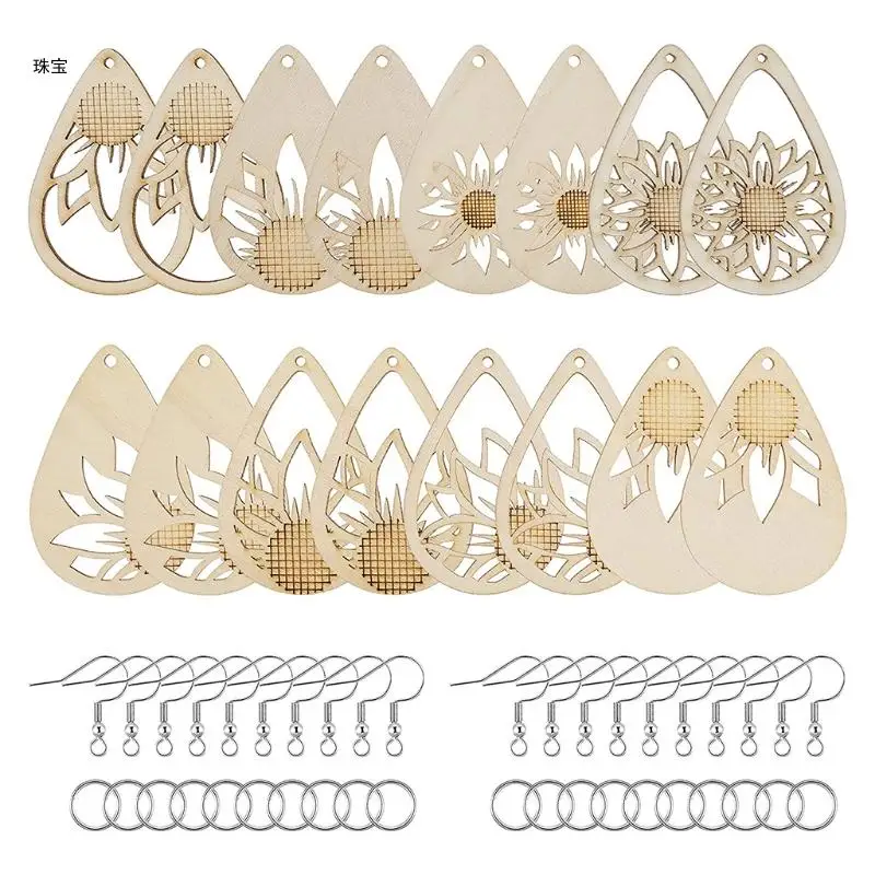 

X5QE Набор для изготовления неполированных деревянных серег из 182 штук включает 32 деревянные подвески
