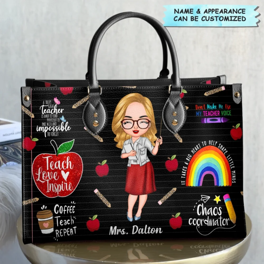 Personalized Teacher Handbag Gifts for Women Customized Cartoon Female Professor Shoulder Bag Large Capacity Tote Bag Best Gifts