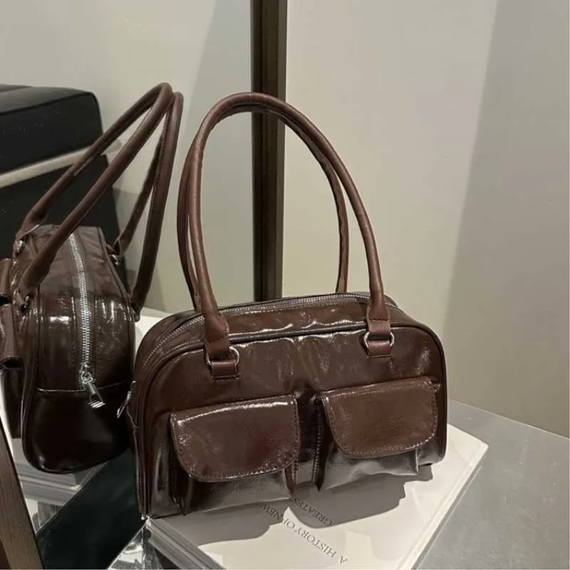 Retro Personality Commuter Double Ket Handbag Fashionable Underarm Single Shoulder Bag Small Design Autumn New Style bolsas