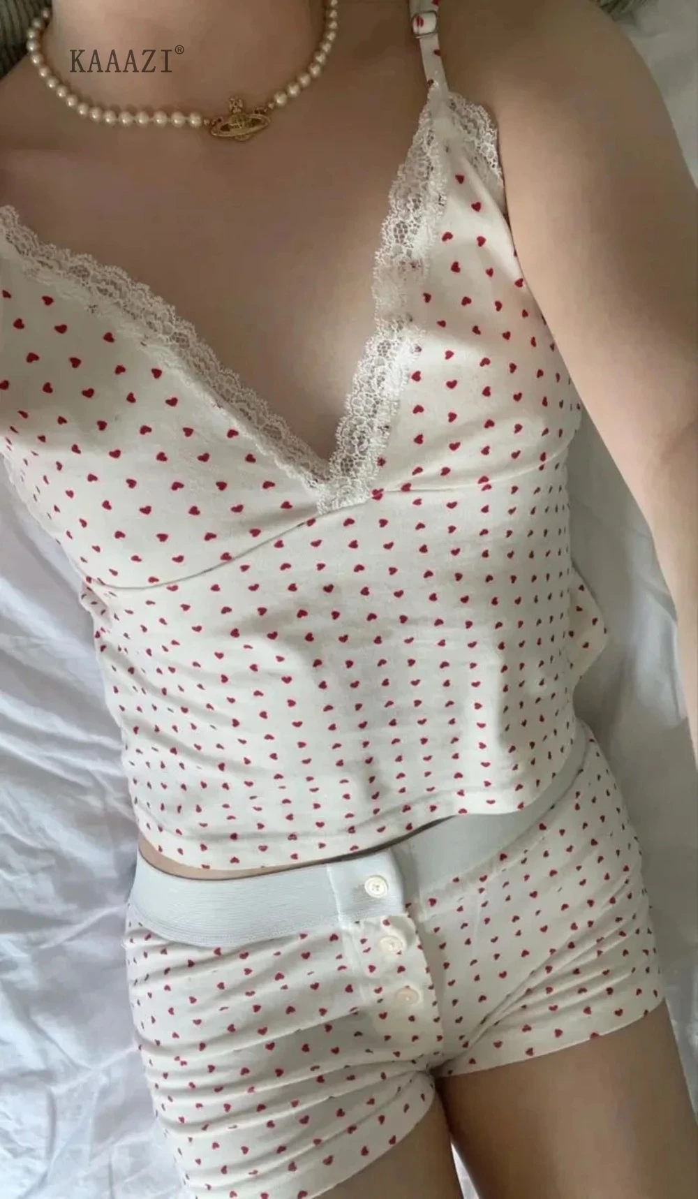 

Женский облегающий бюстгальтер с принтом сердечек, летний привлекательный хлопковый топ на бретелях, милая женская одежда Y2K, уличная одежда, жилет, 2024