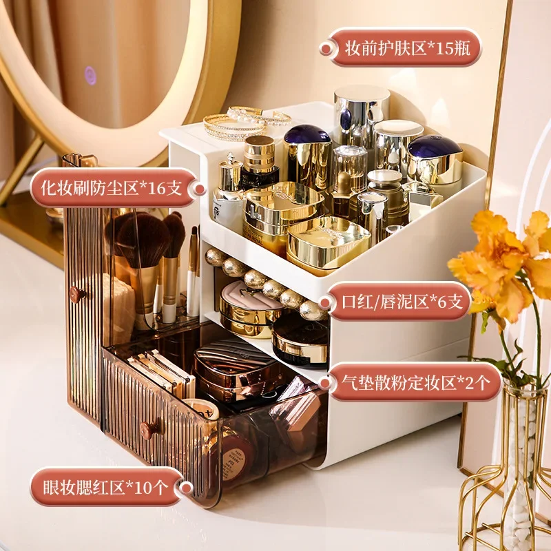 

Storage Care Light Cosmetic Skin Luxury Table Desktop Lipstick Item New Rack Box Dressing Makeup 2023 Finishing