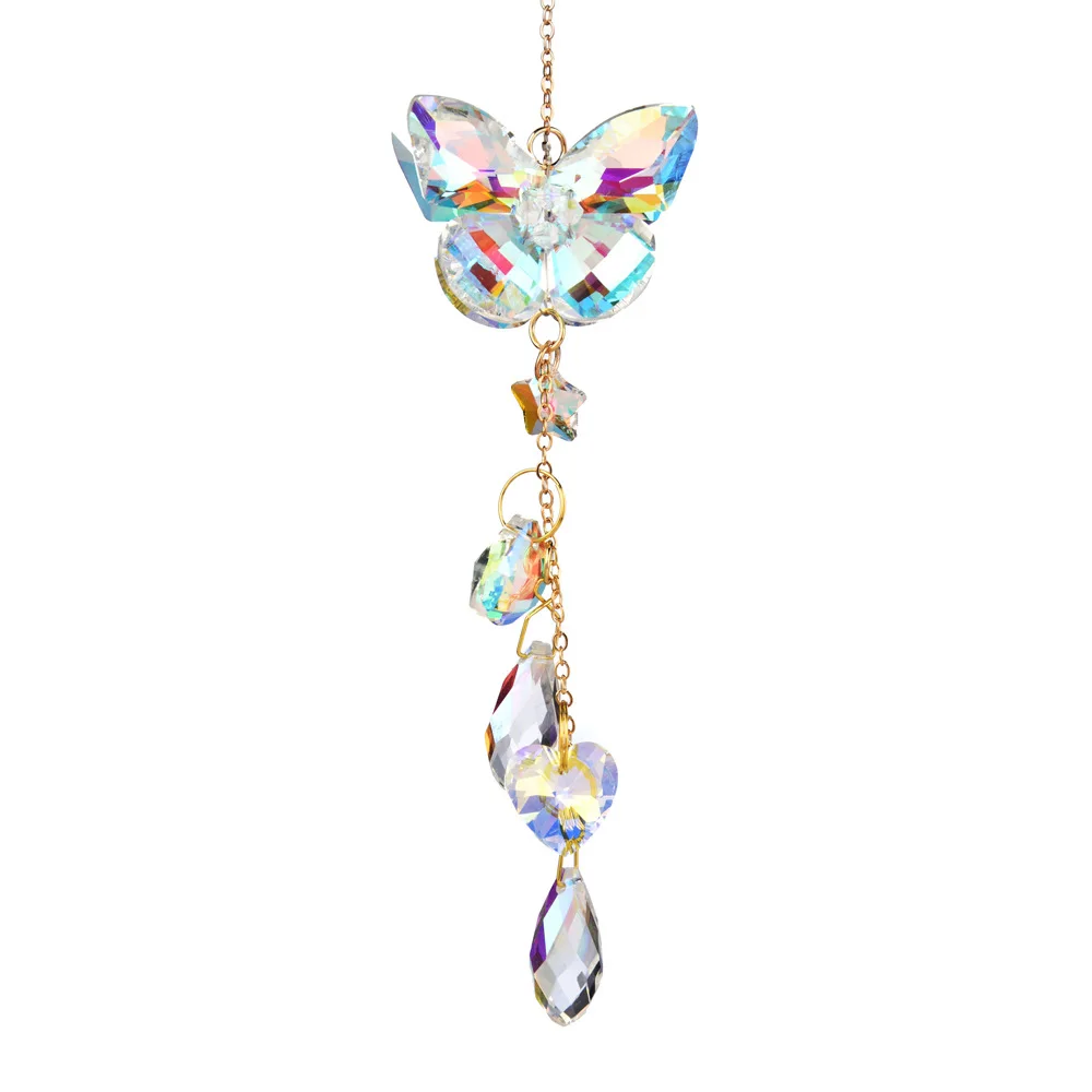 Wind Chimes Wind Chime Crystal Ornament Crystal Light Catcher Crystal Hanging Decoration Window Hanging Suncatcher Crystal Sun Catcher Crystal Wall Hanging Glass Pendant Ornament Wall Hanging Pendant Garden Decoration Window Hanging Hand-woven Butterfly Dragonfly Crystal Sun Catcher Wind Chime Pendant