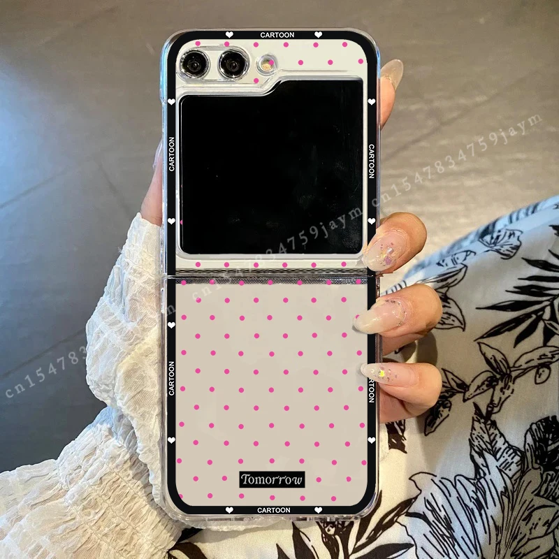 Chic Korean Polka Dot Clear Hard Folding Phone Case - Fresh & Lovely Design
