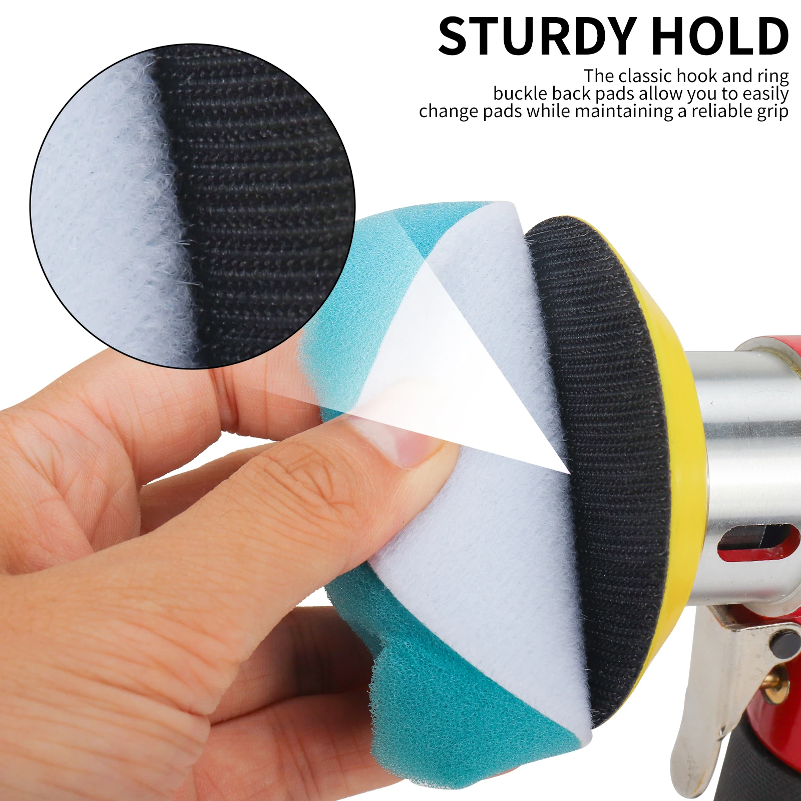 1/2/3 zoll Polieren Schleif Pad Pneumatische Sander Disc Backer Platte Haken & Schleife für Pneumatische Dreh Werkzeug schleifer M6 Gewinde – Detail 8
