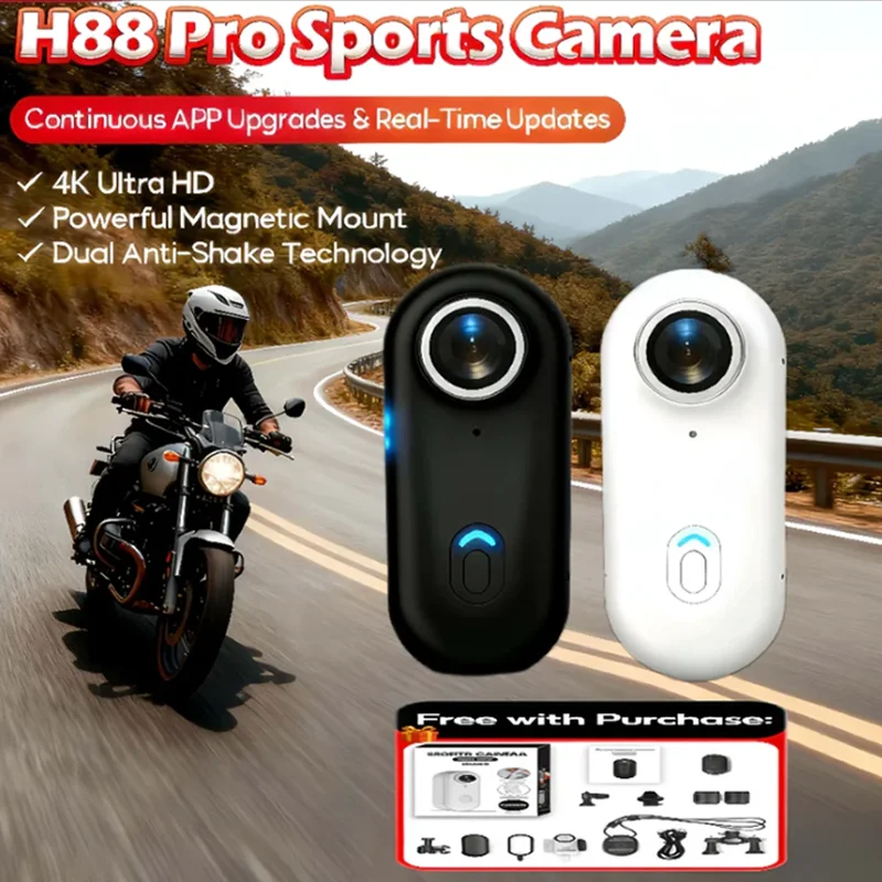Action Camera 4K HD WiFi 2.4GMini Cameras Waterproof Magnetic Clip Click Chest Body Motorcycle POV Wearable Thumb Video Vlog