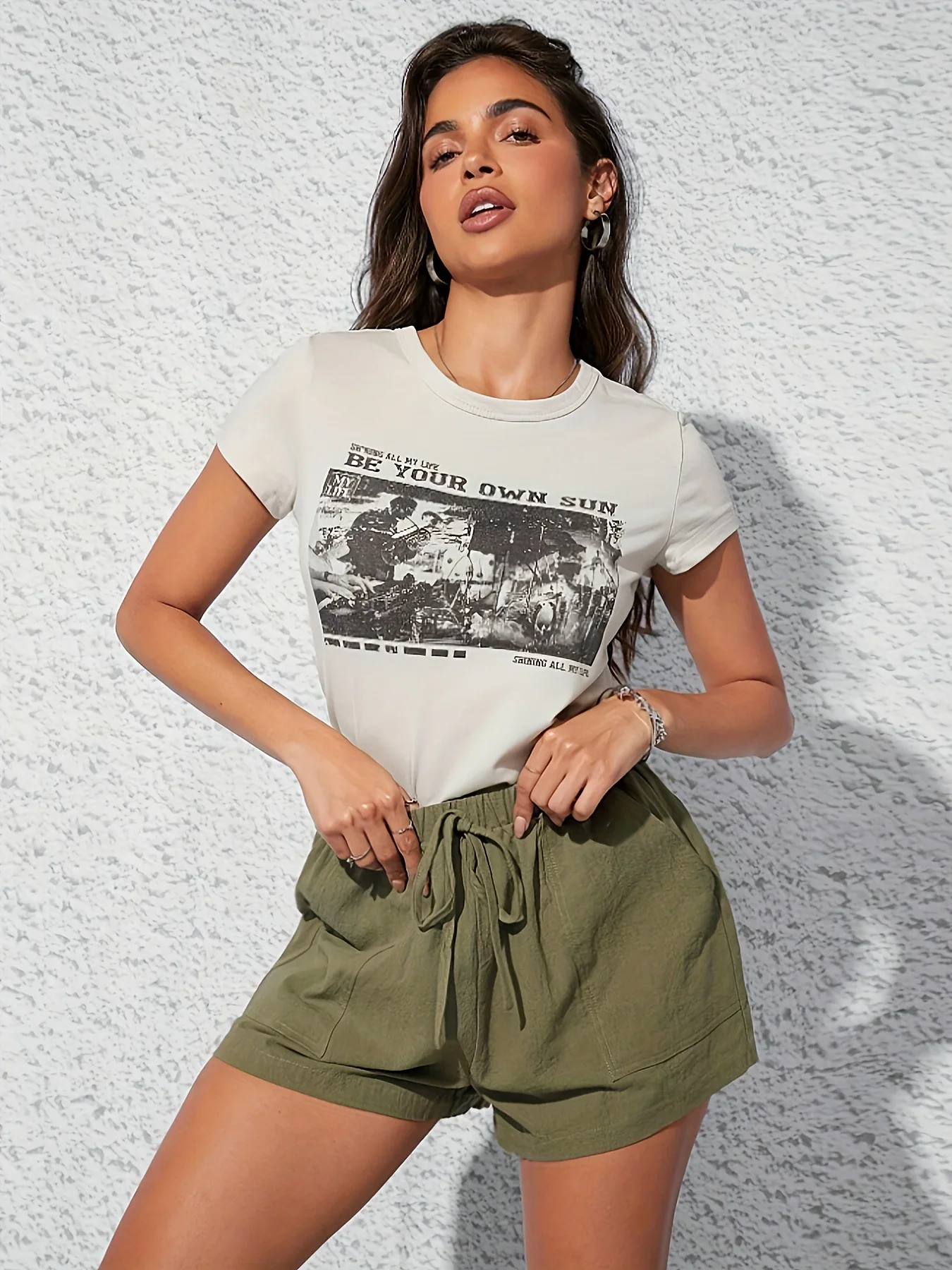 High-Waist Wide-Leg Casual Shorts with Pockets