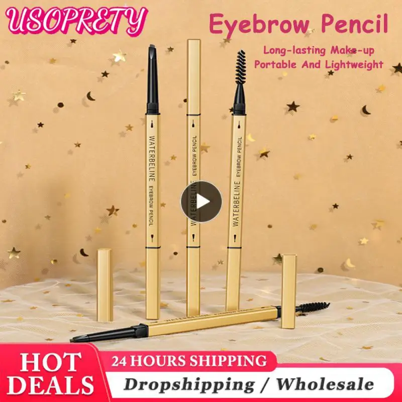 Водостойкий карандаш для бровей с золотой полосой, 1-5 шт., высококачественный портативный водостойкий и устойчивый к поту карандаш для бровей для начинающих