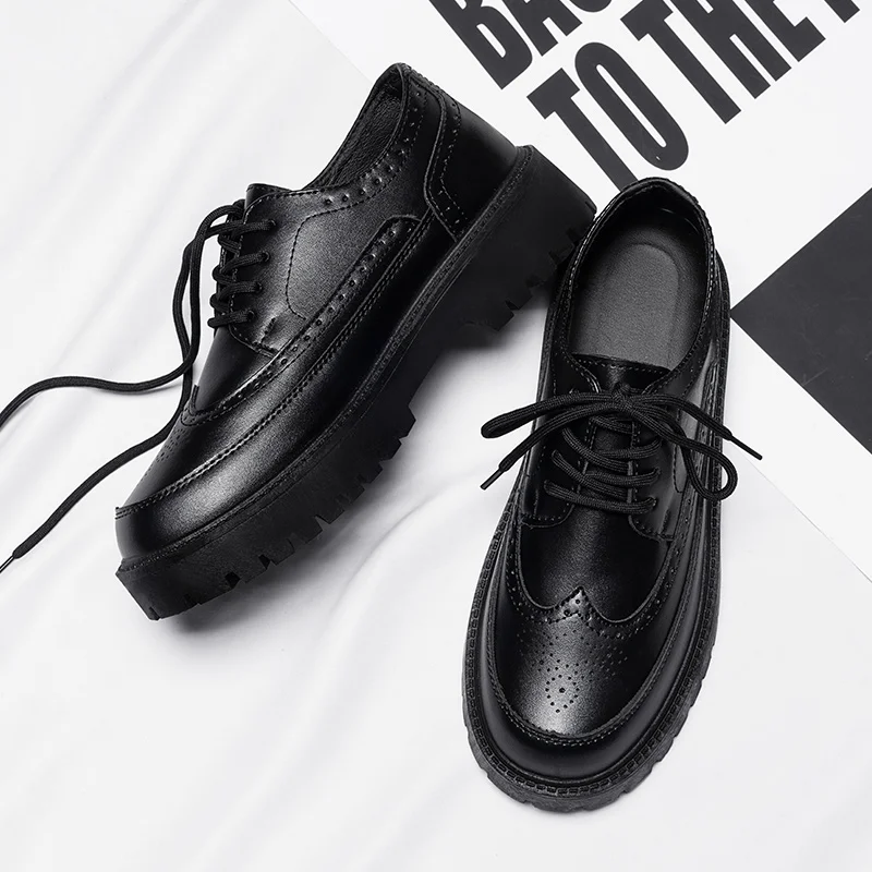 Men's Black Leather Formal Shoes Derby Male Wedding Party Office Business Shoe Man Normal Size