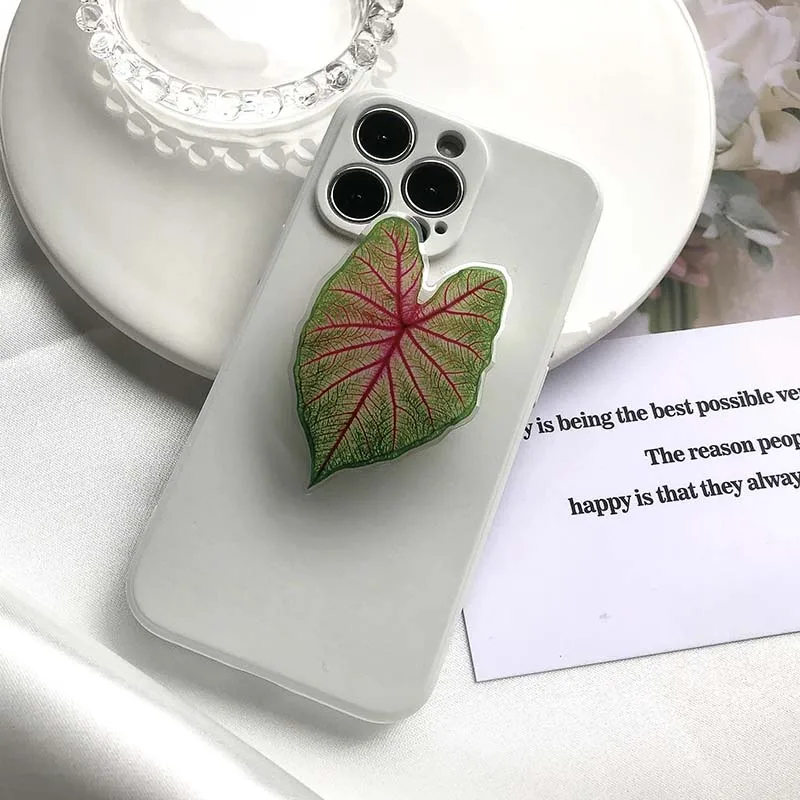 adjustable phone stand Socket Folding Grip Tok Pretty Leaf Acrylic Phone Holder For iPhone13 Universal Phone Bracket mobile holder for hand