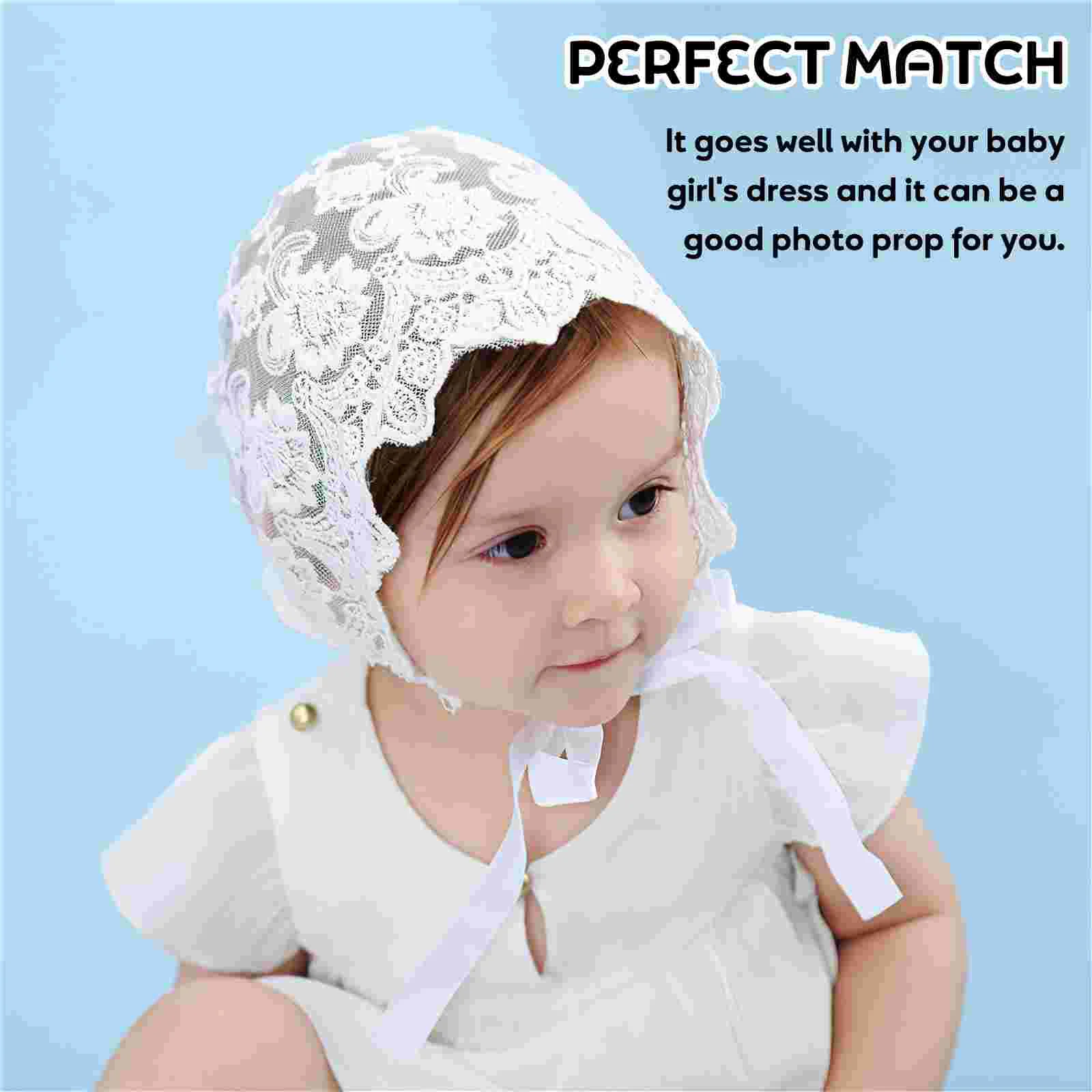 1PC Adorable Baby Lace Cotton Hat Beautiful Hat Bonnet Floral Pattern Headdress for Toddler Infant (White)
