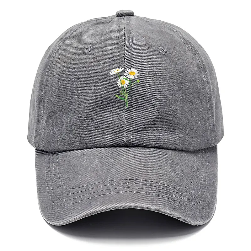 Baseballkappe mit Blumenstickerei, gewaschene Baumwolle, Vintage-Dad-Hat, modische Streetwear, Hip-Hop, verstellbar, Unisex, lässige Sommerkappe – Detail 8