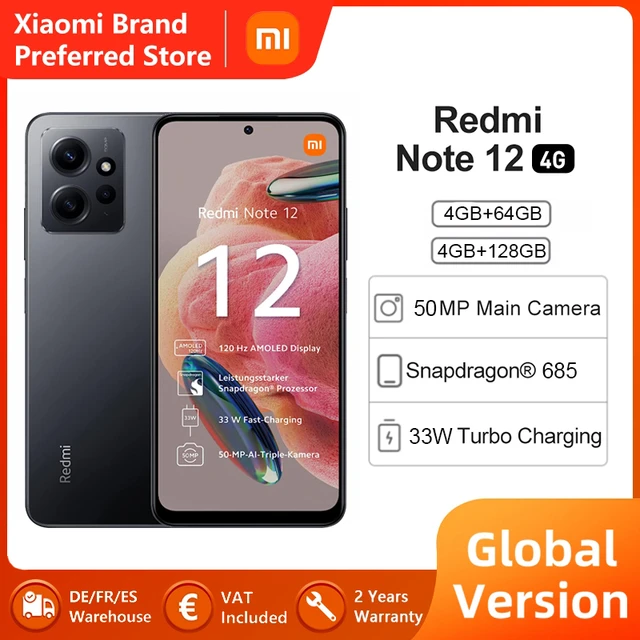 Redmi Note 12 4G - Smartphone de 4+128GB, Pantalla de 6,67 AMOLED FHD+ 120