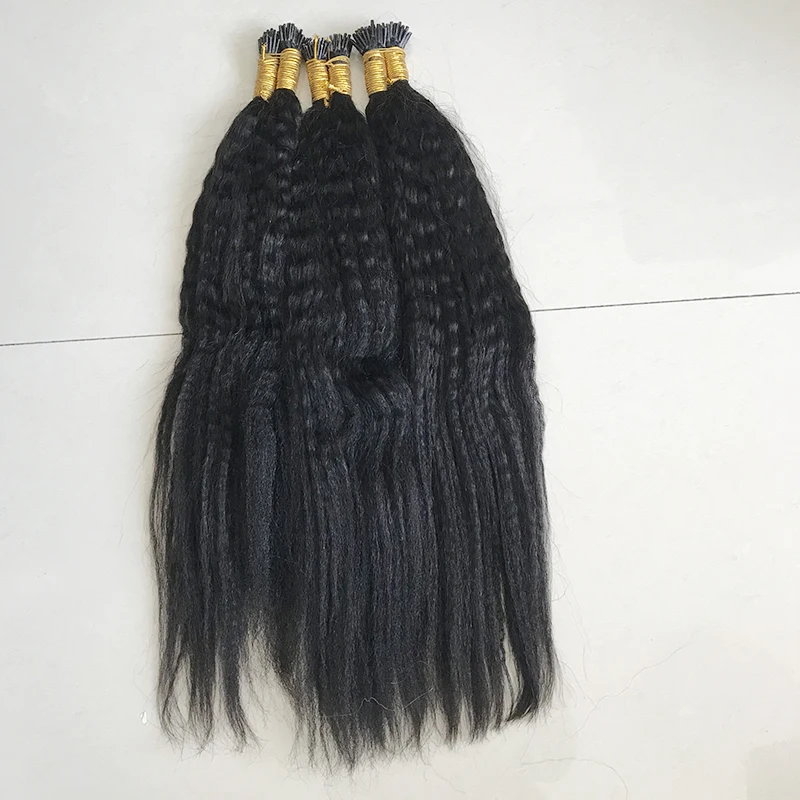 Yaki Pre Bonded Keratin Nail I Tip Human Hair Extensions 10-30inch Brazilian Remy For Black Women